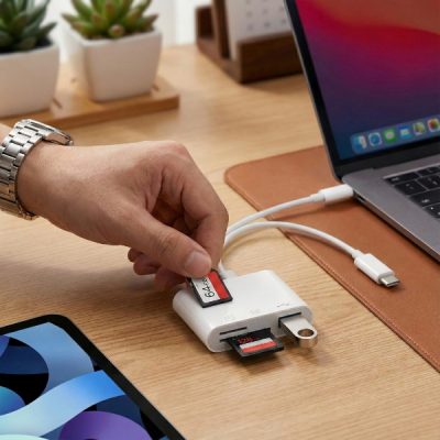 Διπλή συσκευή ανάγνωσης καρτών - SD και MicroSD, Lightning + USB-C | FILEDIRECT